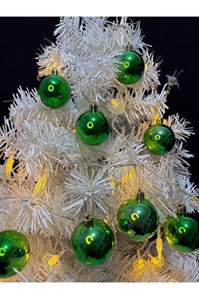 ENG PARTİ DÜNYASI Green Color Christmas Tree Ornament 5cm Set of 24 – Shiny G...