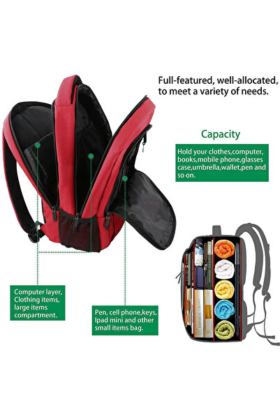 halber Rucsac Laptop, halber, Pro, Style & Storage, 15.6 inch, Rosu