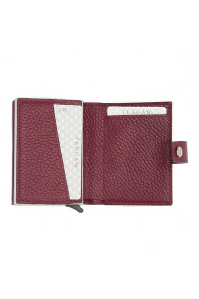 Tergan Claret Red Genuine Leather Unisex Credit Card Holder - S1Kk00000263-M71