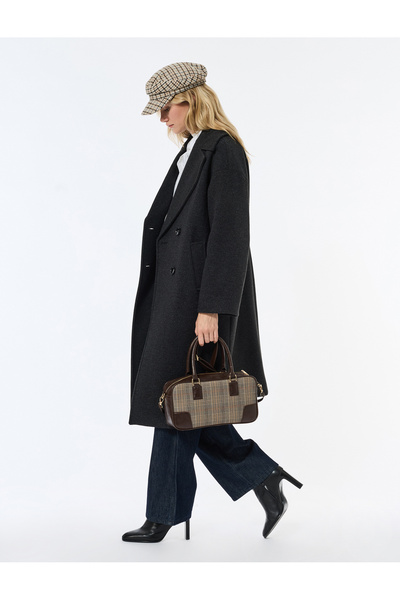 Koton oversized Παλτό Κασετίνα Εξαιρετικά Μακρύ με διπλό πέτο Κουμπιά