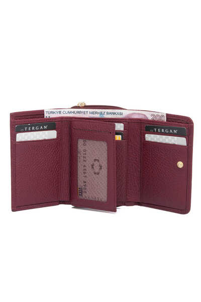 Tergan Claret Red Genuine Leather Women's Wallet - S1Cb00005798-M71