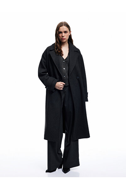 Koton Oversize kabát s podšívkou, zapínání na knoflíky, dvouřadé zapínání, dlouhý rukáv