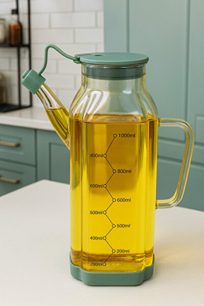 Paşabahçe Borosiikat Şeffaf Yağlık 1000ml - Ölçülü Saplı Sızdırmaz Kapaklı Kaymaz Silikon Taban