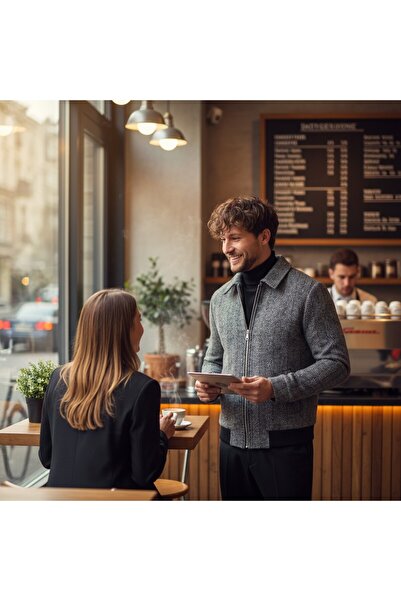 Frappoli Batista Men's Anthracite Short Cashmere Coat with Zipper and Ribbed-Elasticated Hem