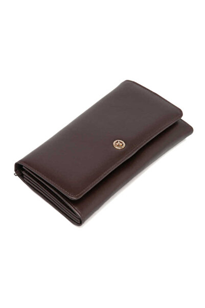 Tergan Portofel de damă din piele naturală maro - S1CB00005584-B07