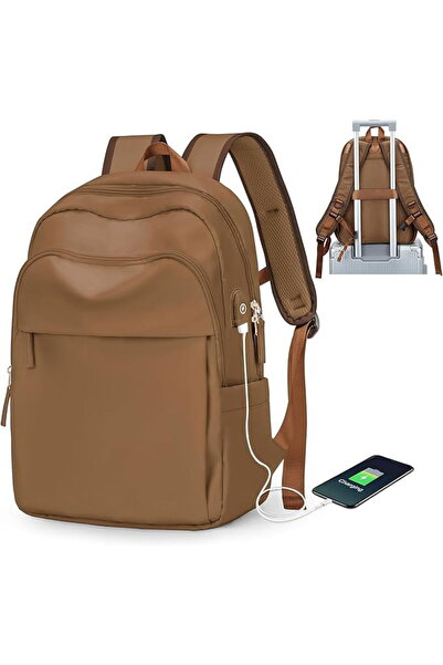 OEM Backpack, school, travel, fitness bag with USB brown