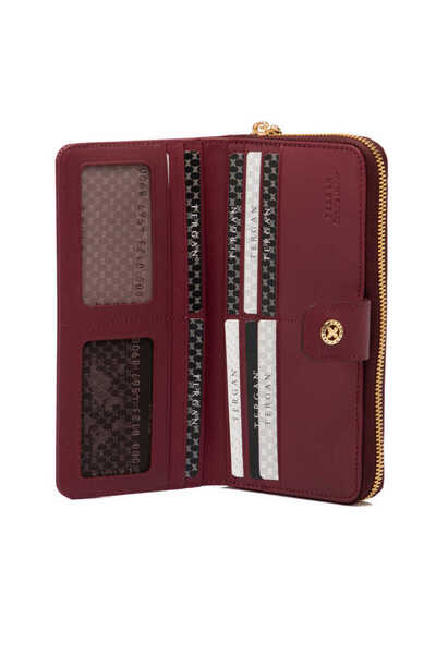 Tergan Claret Red Genuine Leather Women's Wallet - S1Cb00005789-X31
