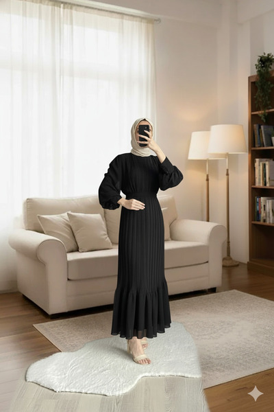 CYM Butik Plisované šifonové hidžábové šaty