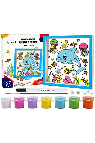 OEM Set de picturi cu viață marină cu ramă de lemn 20x20 cm