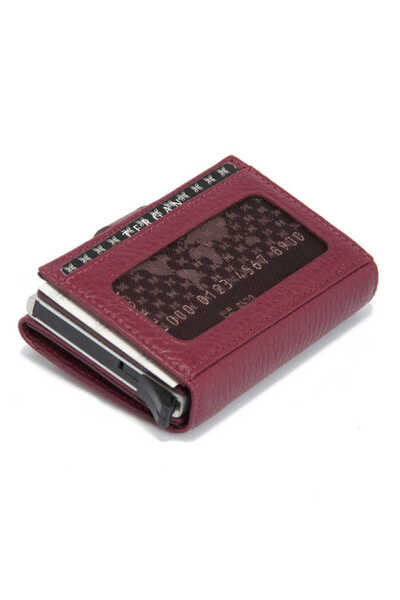 Tergan Claret Red Genuine Leather Unisex Credit Card Holder - S1Kk00000263-M71