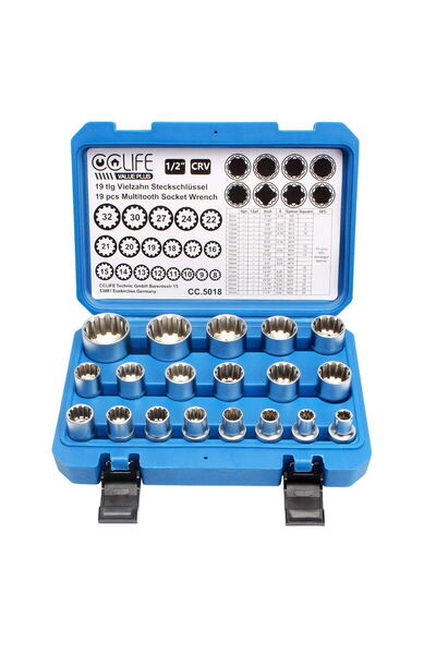 OEM Set chei tubulare bihexagonale de 1/2" 8-32 mm, 19 bucăți