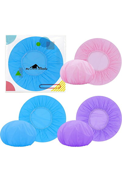 OEM Cască de duș reutilizabilă, plastic, 3 culori, buline, inimioare, imprimeuri florale, set de 6, mărimea M