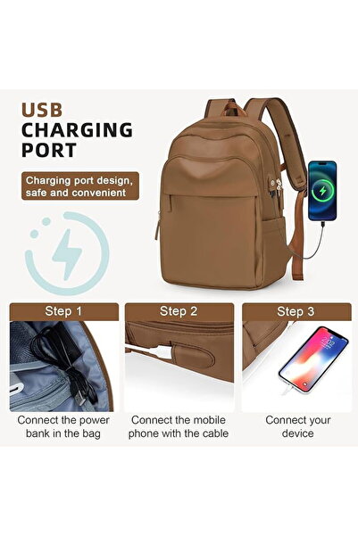 OEM Backpack, school, travel, fitness bag with USB brown