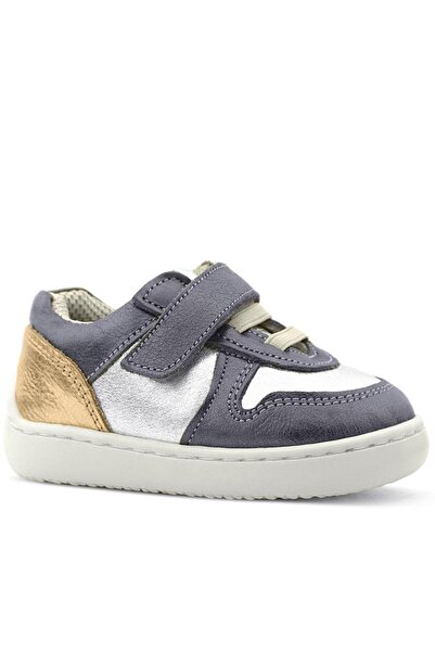 Rakerplus Bob Genuine Leather Platinum Silver Barefoot Velcro Elastic Baby Sneaker Shoes