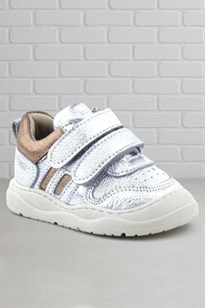 Rakerplus Schaggy Genuine Leather Silver Shiny Baby Sneakers