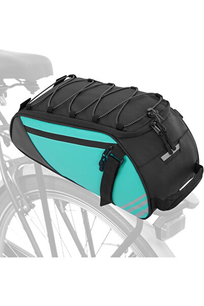 OEM Rucsac, geantă impermeabilă pentru portbagaj de bicicletă, albastru și negru cu dungi reflectorizante