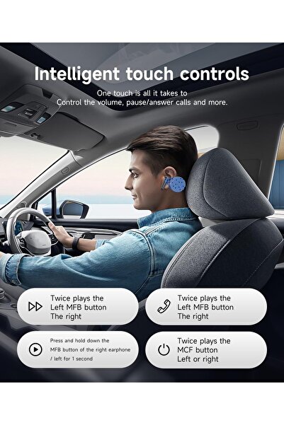 BECVER YYK-750 Wireless Earbuds, Bluetooth 5.3, Touch Control, 120h Battery, Black