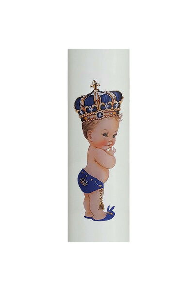 SERVUS COLLECTION Baptism Candle Prince with blue 7 cm 40 cm