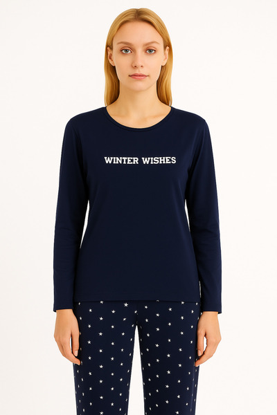 Mihra Milan Women's Navy Blue Pajama Set – Comfortable and Stylish Loungewear