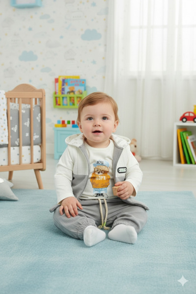 Mini Baray Baby Boy Coat and Jogger Pants 3-Piece Set (9-12-18 Months)