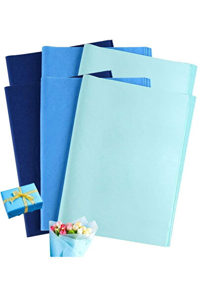 XCOZU Fine gift wrapping paper, 3 shades of blue 120 sheets 38x51 cm