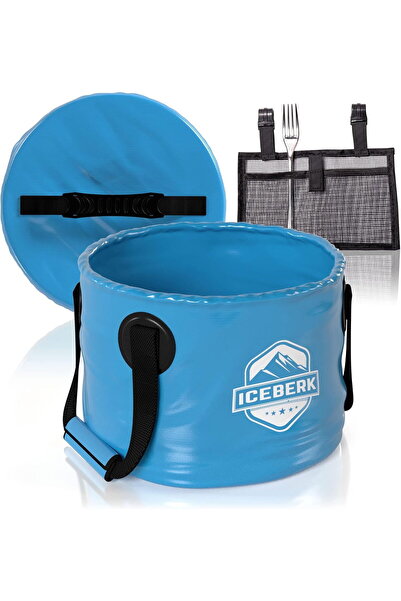 OEM Găleată pliabilă albastră cu capac și mânere pentru camping 15L