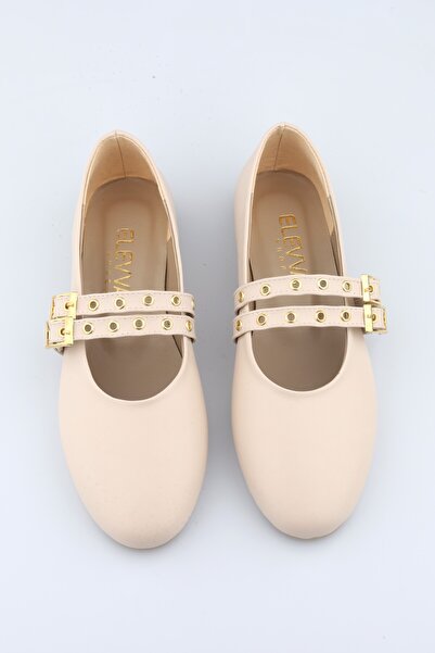 moon glow Γυναικείες μπαλαρίνες μπεζ κρέμα με διπλή πόρπη |   Καθημερινή άνετ...