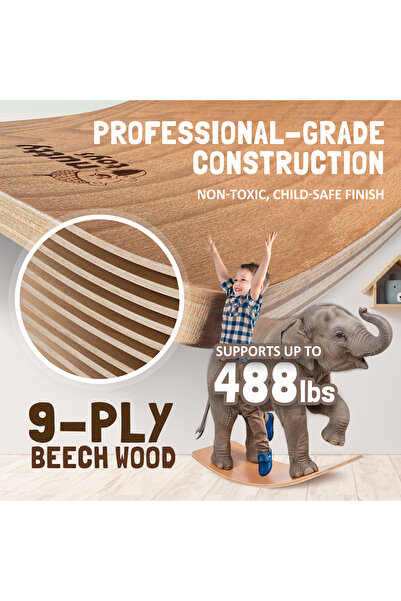 NUTTY TOYS Placă de echilibru Montessori - Nutty Toys - Placă de echilibru multifuncțională - 88 cm - 100% lemn