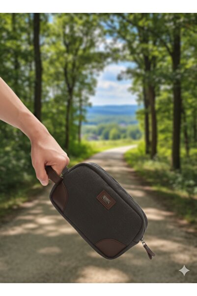 Newish Polo Канава от плат с едно отделение, с кожени детайли и цип, чанта тип портфейл