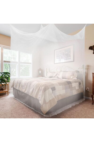 OEM Baldachin dormitor cu pat dublu 180 x 190 x 200 cm ALB