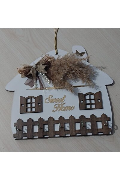 HeiN Sweet Home Yazılı Ahşap Anahtar Askılığı Duvar Askılı Anahtarlık (ANNELE...