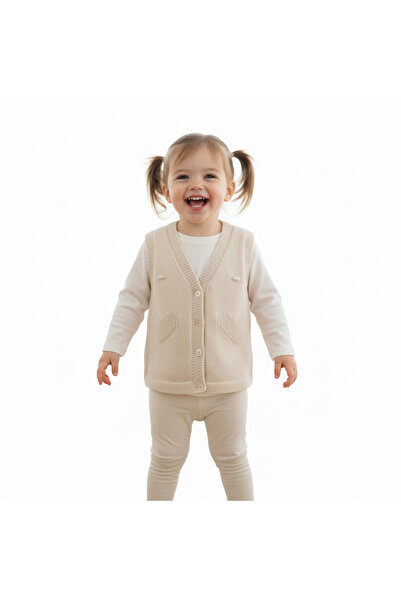 Mamman's 2-Piece Knitted Sweater Vest, Buttoned Baby Girl and Boy Winter Vest Set