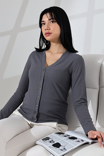 Şiir كارديجان نسائي قصير من كورينت، ناعم الملمس، بقصة ضيقة، بأزرار، من الجاكا...