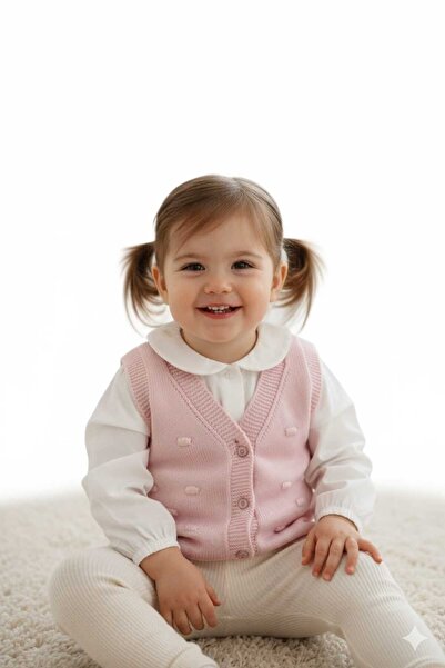 Mamman's 2-Piece Knitted Sweater Vest, Buttoned Baby Girl and Boy Winter Vest Set