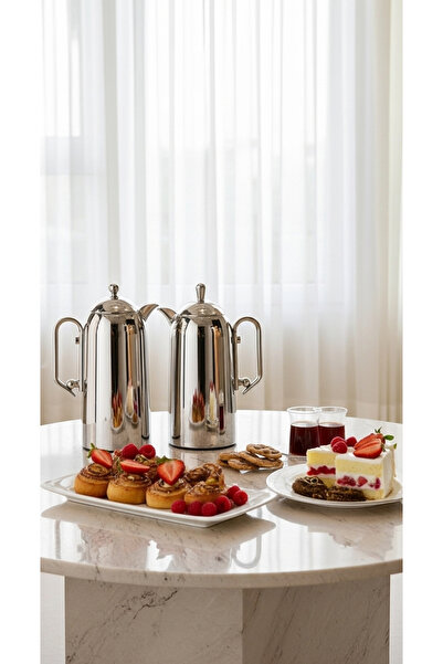 Generic 1-liter tea and coffee thermos set with a royal design