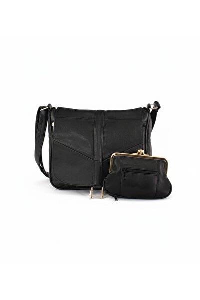 Erzeno Hakiki Deri Büyük Boy Kadın Çanta ve Hakiki Deri Klipsli Cüzdan Hediye Seti