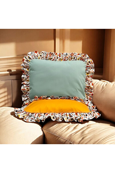 MundoLindo كيس وسادة مكشكش مفرد بتفاصيل زهرة 2 قطعة 50 × 70 سم