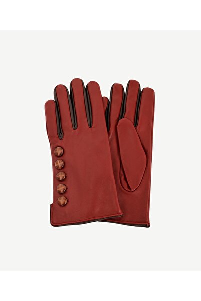 Yargıcı Düğme Detaylı Deri Eldiven