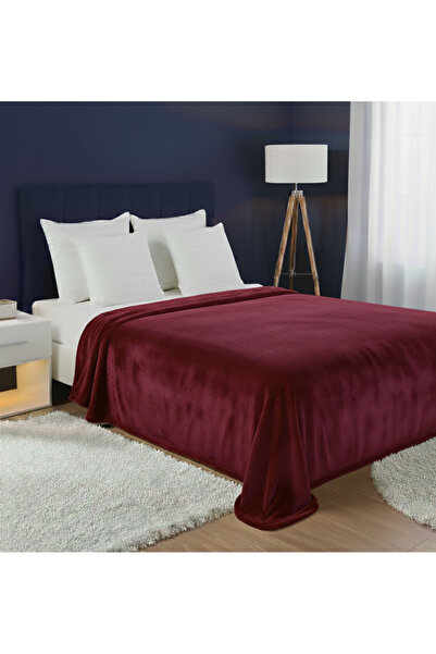 miz home collection 195*215 Wellsoft-Polar Çift kişilik Bordo Yatak Örtüsü-Battaniye