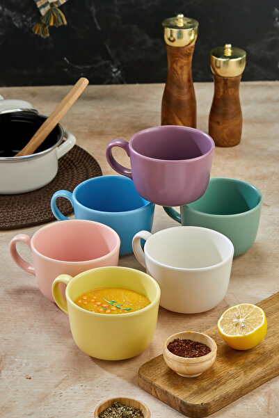 EMBazaar Mega Mug 6 Colorful Soup Bowls with Handles/Tea/Herbal Tea/Large Mug Set/Espresso/Large Cup