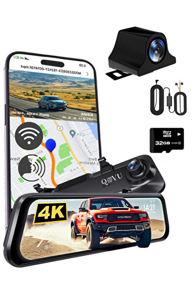 QOVU Camera auto DVR QOVU®Oglinda Duala 4K-2K