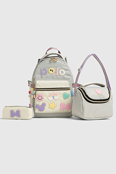 By Hakan My Polo 2055 Three-Piece Set Girls' Primary School Middle School Bag Backpack School Bag Multi-Compartment Ortho