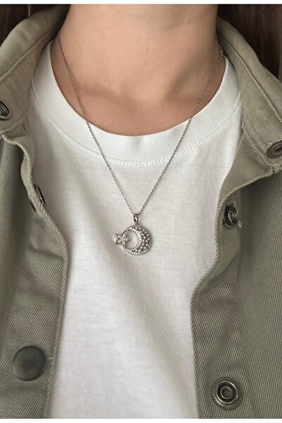 mibrillo Steel Moon Star Necklace (Teacher's Day Gift)