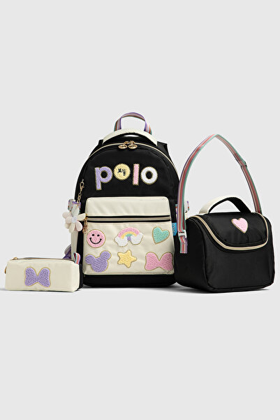 By Hakan My Polo 2055 Three-Piece Set Girls' Primary School Middle School Bag Backpack School Bag Multi-Compartment Ortho