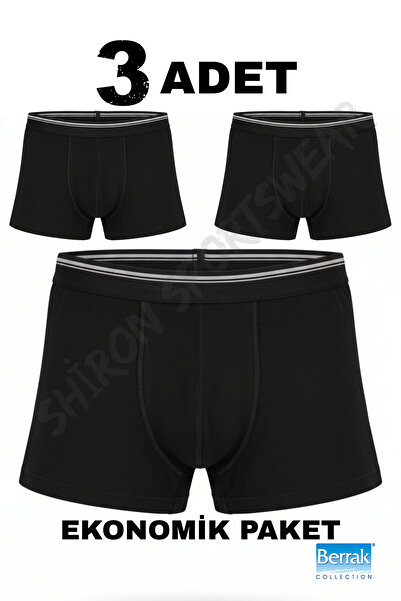 Shiron Sportswear&Company Ανδρικό σετ ελαστικό ύφασμα μποξεράκια μαύρα 3% βαμβάκι - 95% βαμβάκι - εσώρουχα BERRAK / 1097
