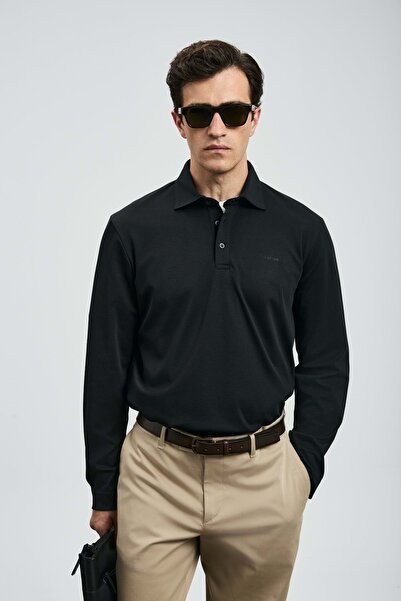 Lufian 112040044 Rocky Smart Polo T-Shirt Men's Sweatshirt Black