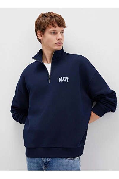 Mavi 0S10208 Світшот з логотипом і напівзастібкою LACİVERT