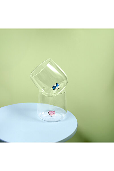 Flying Tiger Copenhagen İçinde Mavi Kurdele Detaylı Cam Bardak