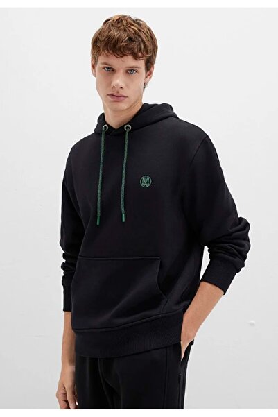 Mavi 065809 Logo Embroidered Men's Hooded Sweatshirt Black