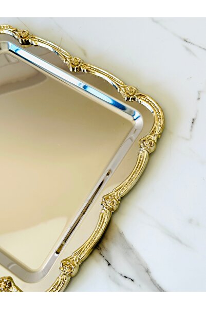 Melinda Luxury Silver Square Tray Silver-Silver Stainless Steel Tea Coffee Serving Presentation Tray 1Pc (21X21)